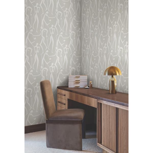 Grey Joyful Dancers Lichen Wallpaper