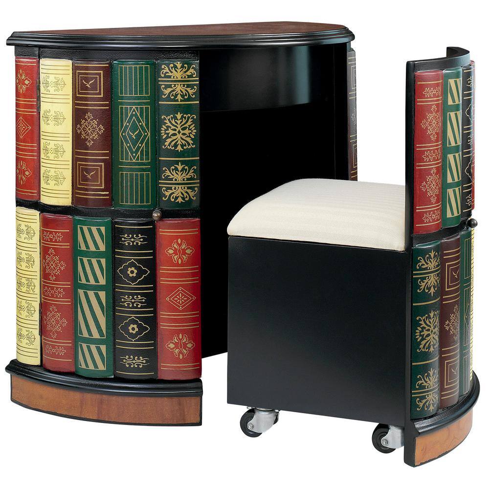 Nettlestone Multi-Colored Faux Book Library Console Desk with Drawer