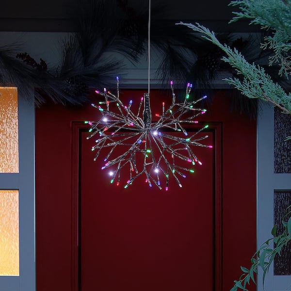 16 in. Tall Holiday 3D Snowflake Multicolor Hanging Ornament with LED Lights