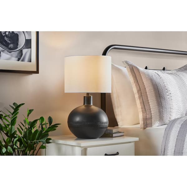 Hampton Bay Colchester 20.5 in. Black Table Lamp with Ceramic Base