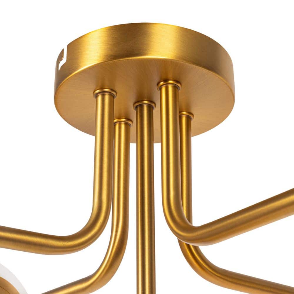 Brushed Gold and Opal Glass Globe Flush Mount Light