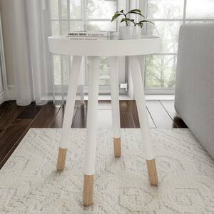White Wooden Round Tray Top Color-Block Side Table