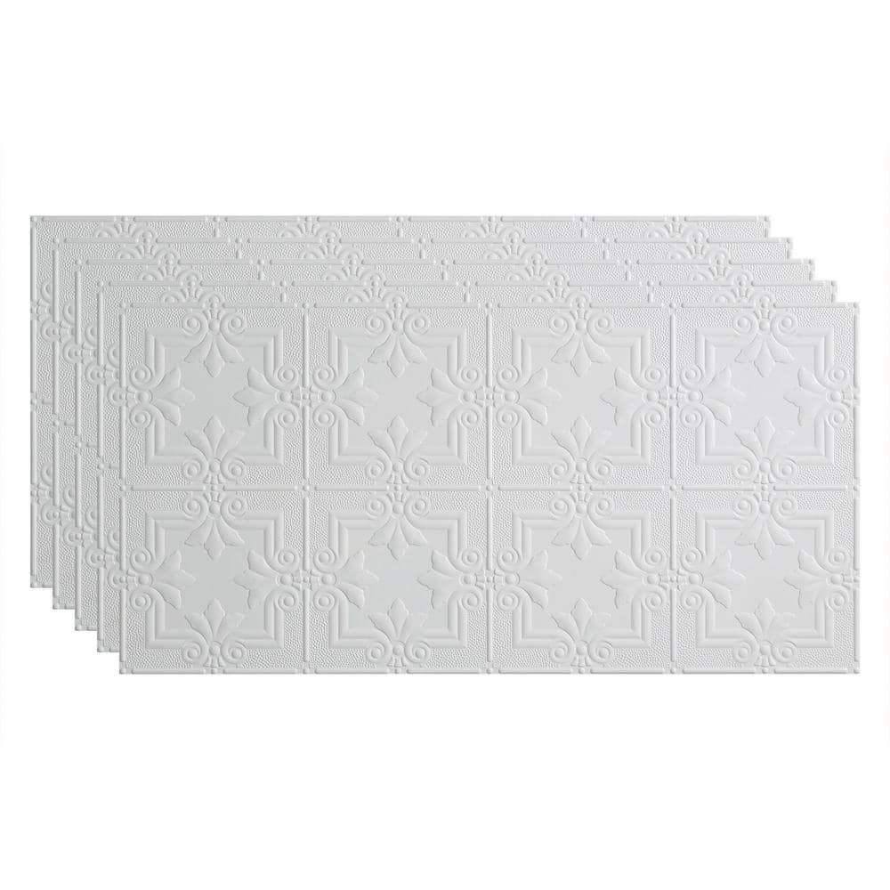 Matte White Decorative Vinyl Glue Up Ceiling Tiles, 48 x 24 in