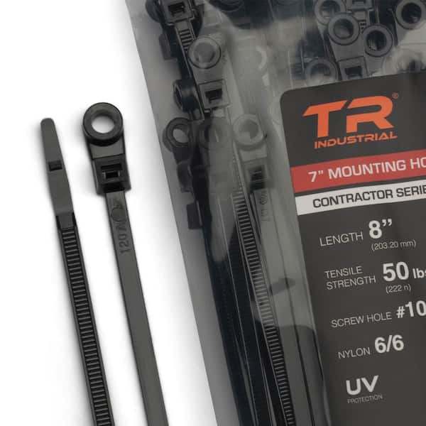 7 in. Contractor Series Mounting Hole UV Cable Tiesin Black (100-Piece)