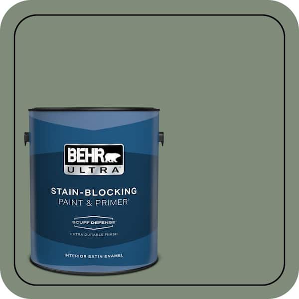 BEHR ULTRA 1 gal. #450F-5 Amazon Moss Extra Durable Satin Enamel Interior Paint & Primer