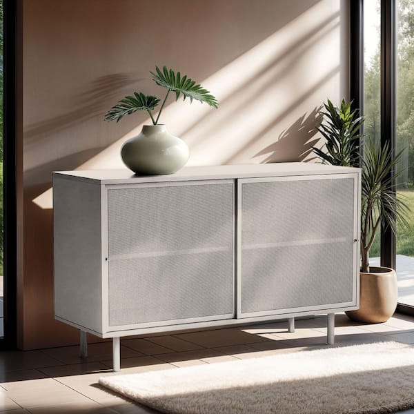 Nyhus Grey-Beige 29.5 in. Accent Cabinet with 2-Sliding Doors and Adjustable Shelves