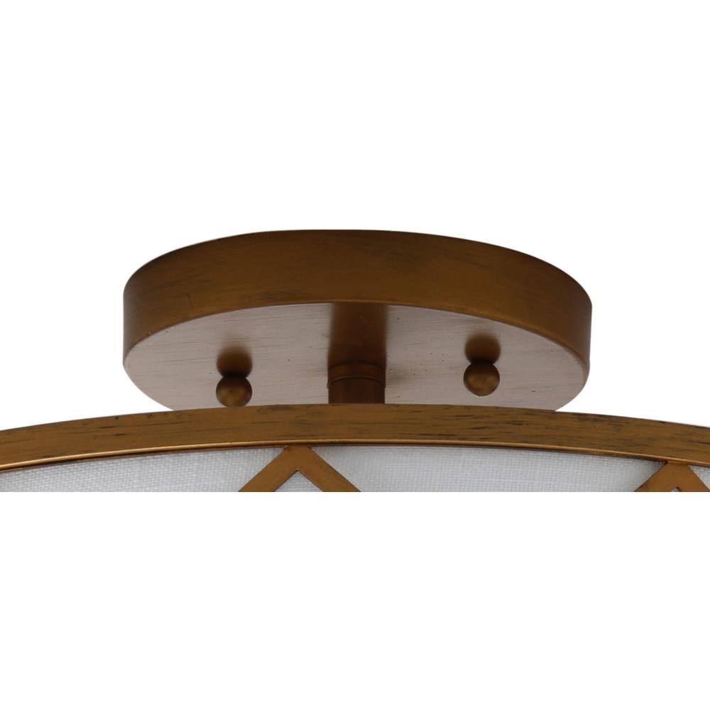Elizabeth 16.75" Gold and White LED Drum Flush Mount Light