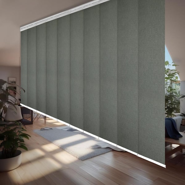 EMOH Nikolai 120 in. - 218 in. W x 94 in. L Adjustable 10-Panel White Double Rail Panel Track with 23.5 in. Slates