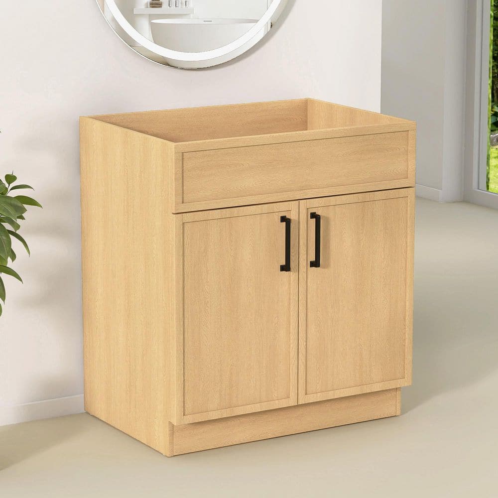 Sove 30 in. W x 21.5 in. D x 33.5 in. H Freestanding Bath Vanity Cabinet without Top in Natural Oak Unassembled