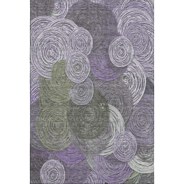 Mayfield Premium Machine Washable Abstract AMF2267 Purple 5 ft. x 7 ft. 6 in. Area Rug
