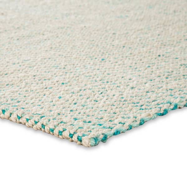 Unbranded Alcot Hand-Woven White/Aqua 9 ft. x 12 ft. Solid Area Rug