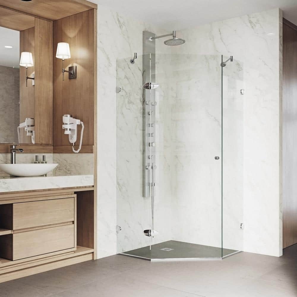 Verona 42" Frameless Neo-Angle Shower Enclosure with Brushed Nickel Hardware