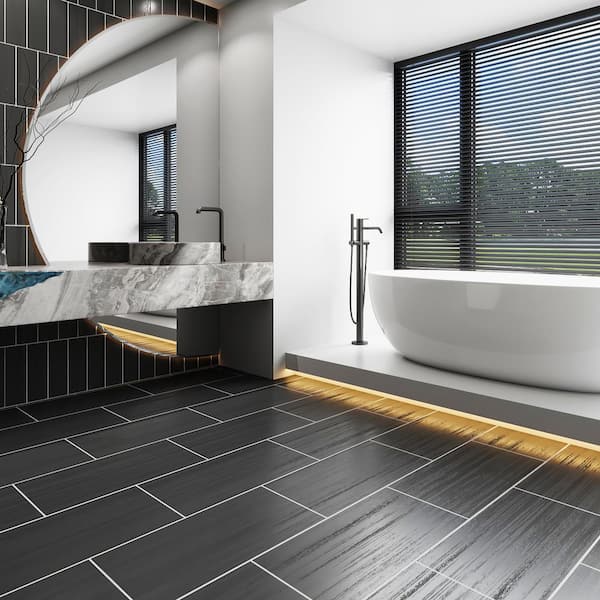 Giorbello Melange 24x24 Italian Porcelain Tile, Black