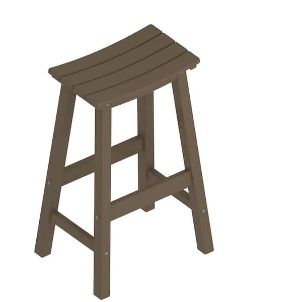 HDPE Plastic Outdoor Bar Stool in Teak