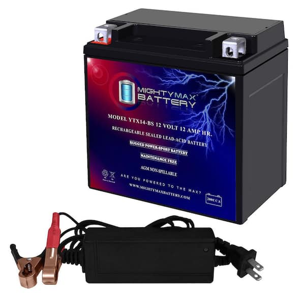 MIGHTY MAX BATTERY 12-Volt 12 AH SLA for Power Sports Battery Includes 12-Volt 2 Amp Charger