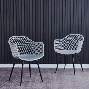 Ergonomic Design Plastic Outdoor Dining Chair in Gray (2-Pack)