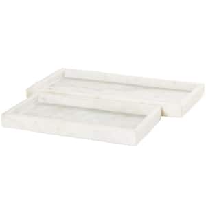 White Marble Slim Decorative Tray (Set of 2)