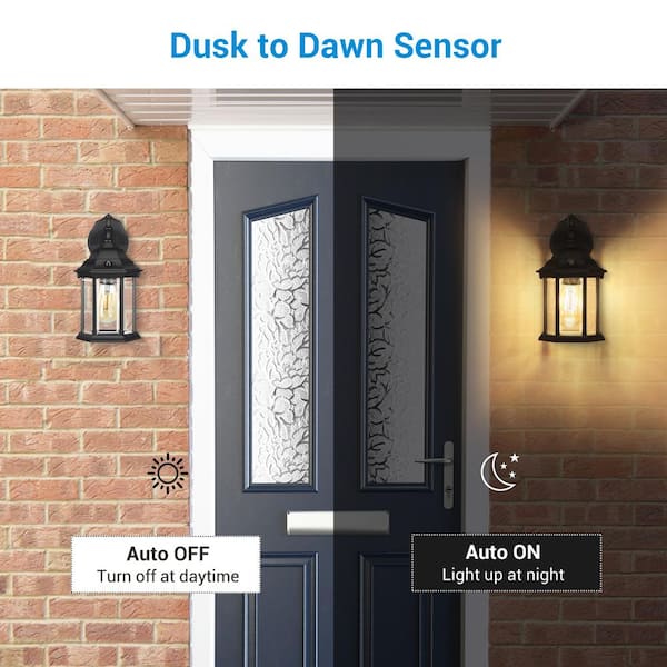 DEWENWILS Black Dusk to Dawn Outdoor Hardwired Wall Lantern