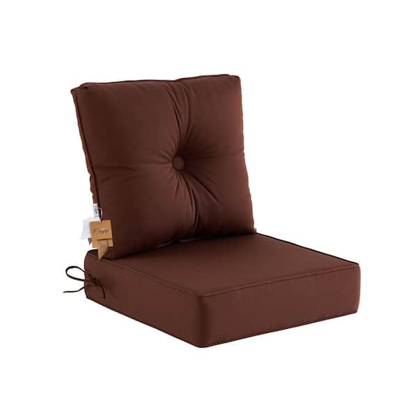 BLISSWALK Deep Seat High Back Chair Cushions Outdoor Replacement Patio Seating Cushions,Seat 24 in.L x24 in.Wx 6 in.H,Dark Brown