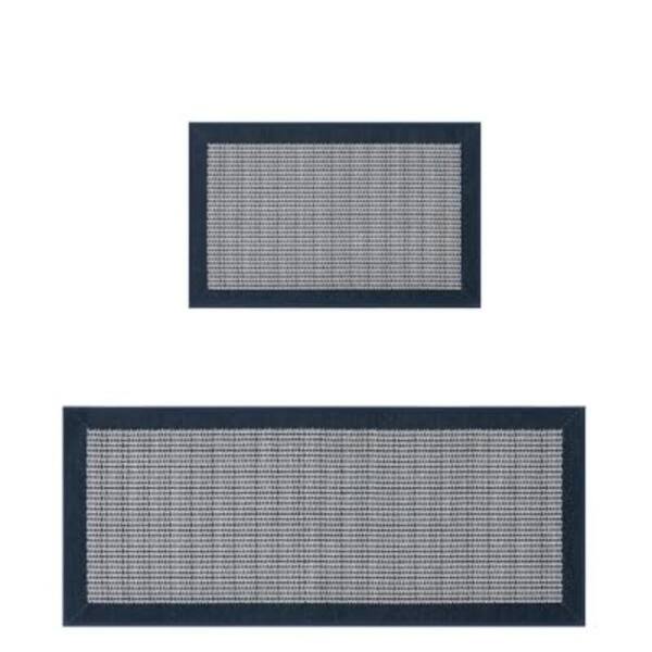 Blue 32 in. x 20 in. & 30 in. x 72 in. Non Slip, Washable, Absorbent Indoor Kitchen Mat