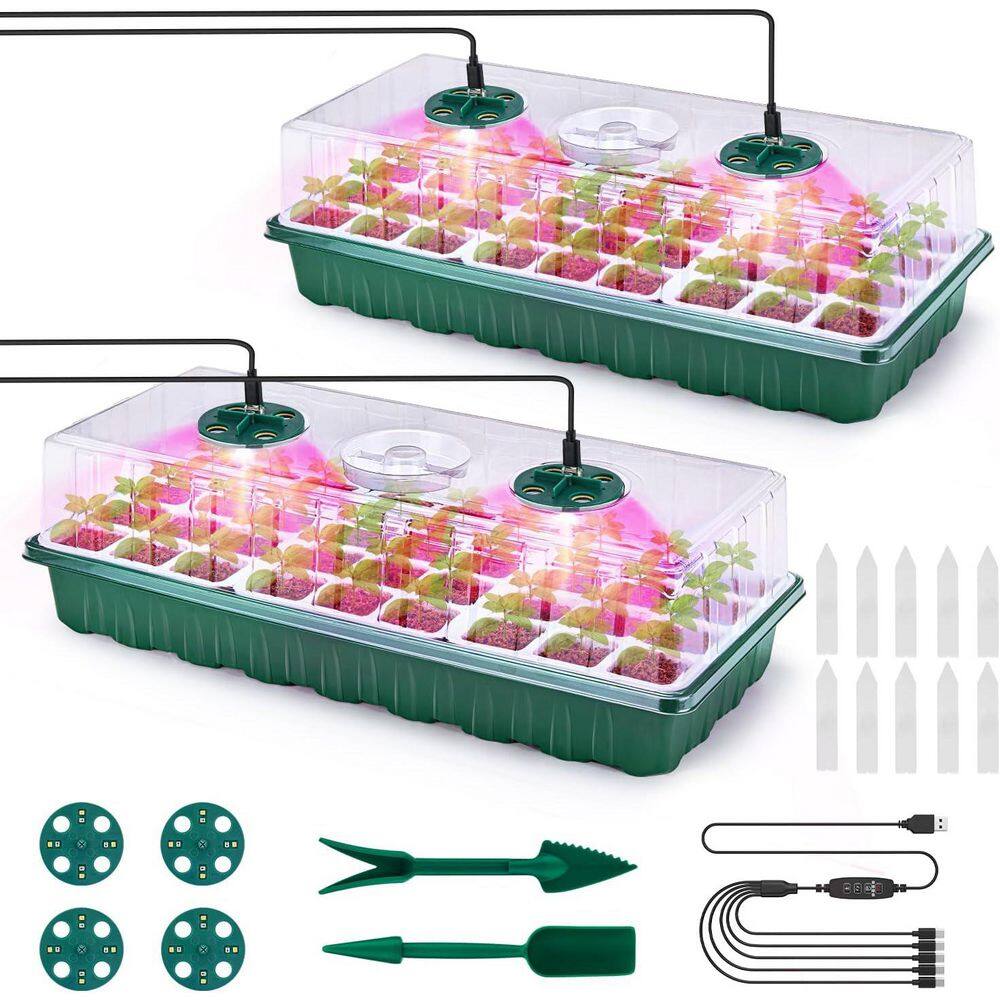 Seed Starter Tray with Grow Lights, 72 Cells Silicone Seed Starter Kit with Humidity Dome, 3 Lights, 2-Pack price history on PriceWatchPro
