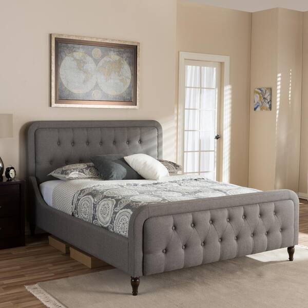 Baxton Studio Celine Gray Queen Upholstered Bed