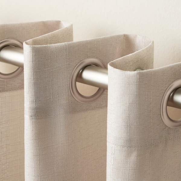 Loha Vintage Linen Solid Light Filtering Grommet Top Curtain, 54 in. W x 96 in. L (Set of 2)