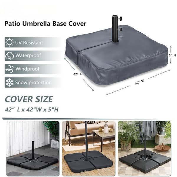 base covers for 13 foot patio umbrella OGETFUUR 42 in. L x 42 in. W x 5 in. H Patio Umbrella Base Cover, 600D Waterproof Anti-UV Square Umbrella Stand Base Covers