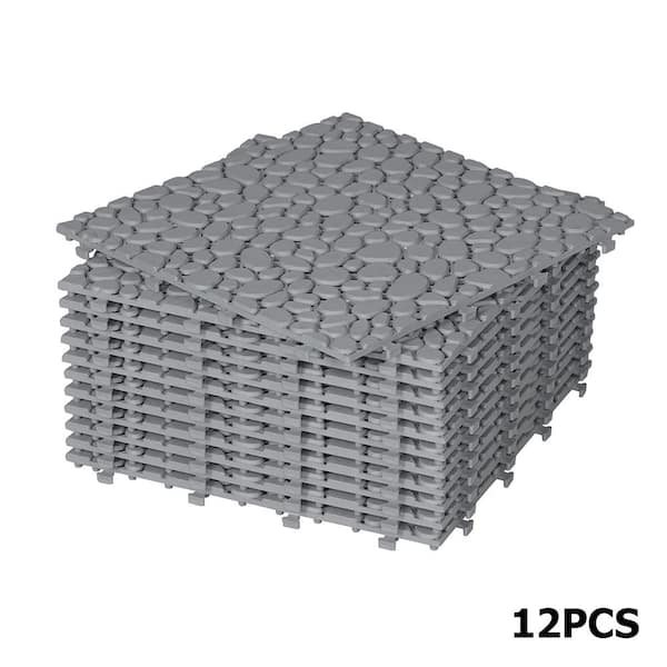 YOFE 1 ft. x 1 ft. All-Weather Outdoor Plastic Composite Interlocking Deck Tiles in Gray, Garage Floor Tiles(12 per Case)