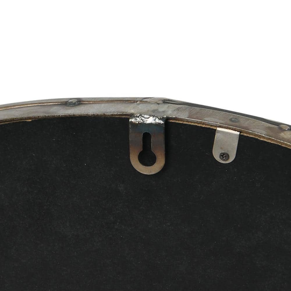 36" x 24" Arched Distressed Black Metal Wall Mirror