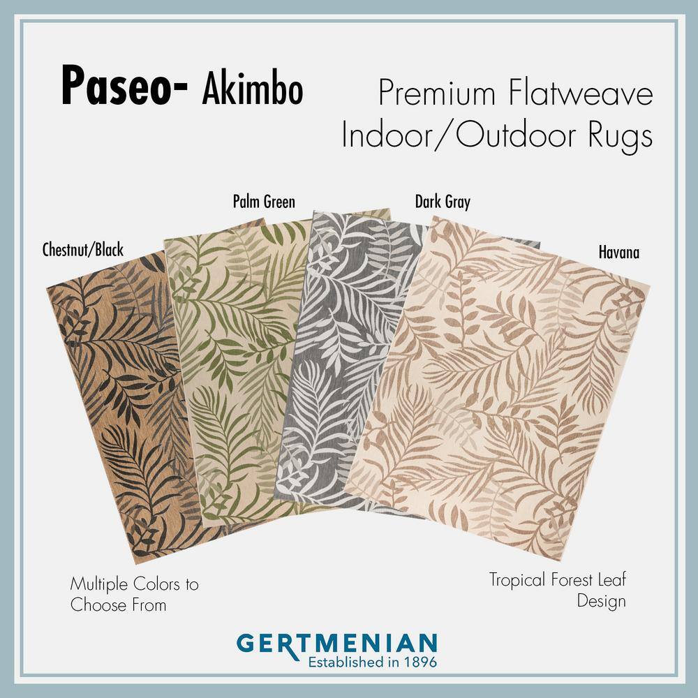 120" x 94" Gray and White Botanical Indoor/Outdoor Rug