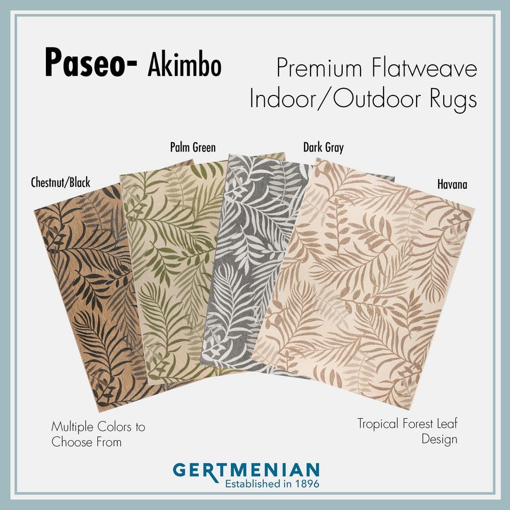 120" x 94" Gray and White Botanical Indoor/Outdoor Rug
