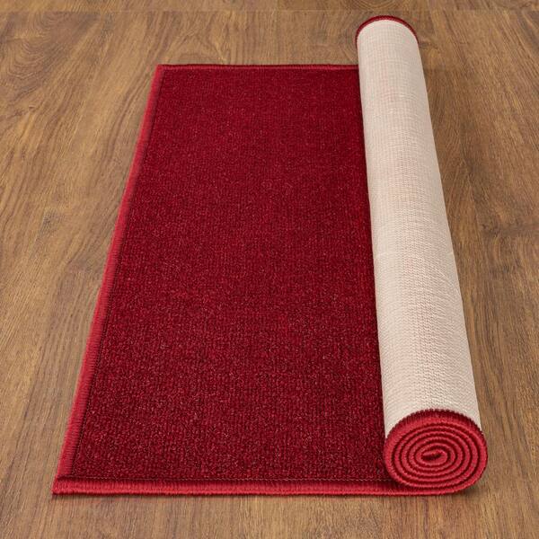 Ottomanson Classics Non-Slip Rubberback Modern Solid 2x3 Indoor Area Rug/Entryway  Mat, 2'3 x 3', Red 