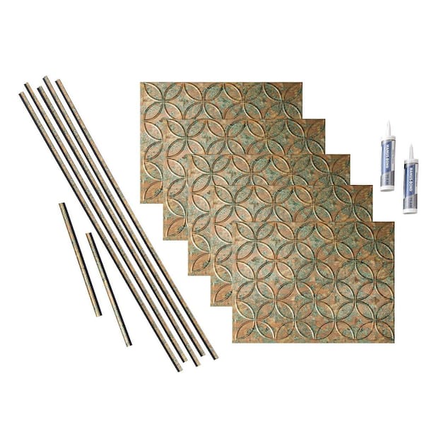 Fasade Rings 18 in. x 24 in. Copper Fantasy Vinyl Decorative Wall Tile Backsplash 15 sq. ft. Kit