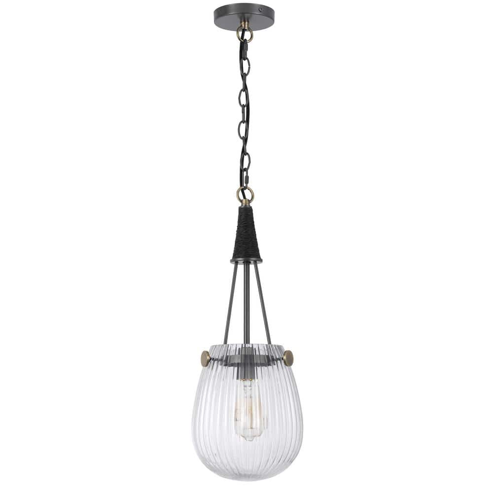 Cordoba 1-Light Metal Clear Glass Circle Pendant Light with Glass Shade