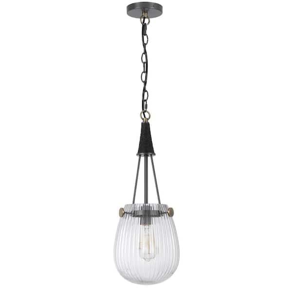 Cordoba 1-Light Metal Clear Glass Circle Pendant Light with Glass Shade
