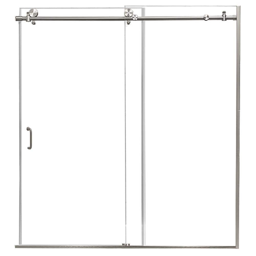 Marina 60 in. W x 62 in. H Sliding Semi Frameless Tub Door in Brushed Nickel with Clear Glass price history on PriceWatchPro