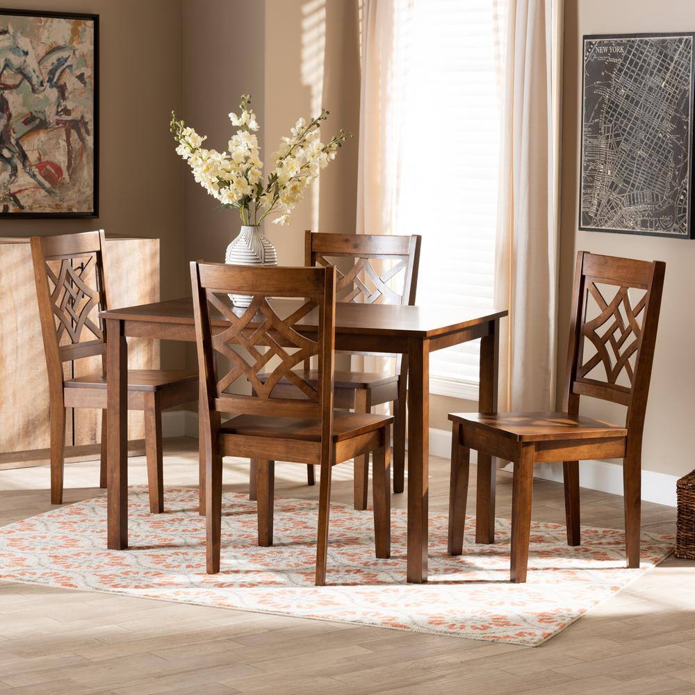 Nicolette Walnut Brown 5-Piece Wood Dining Set
