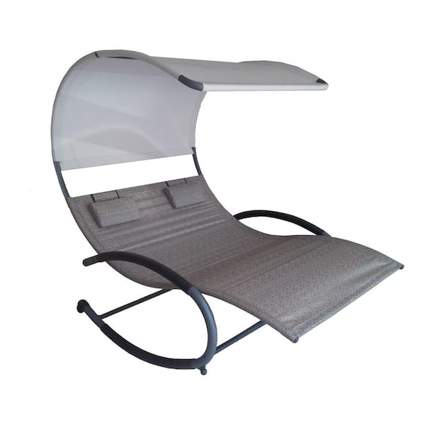 Vivere Double Chaise Grey Steel Sienna Sling Outdoor Rocker