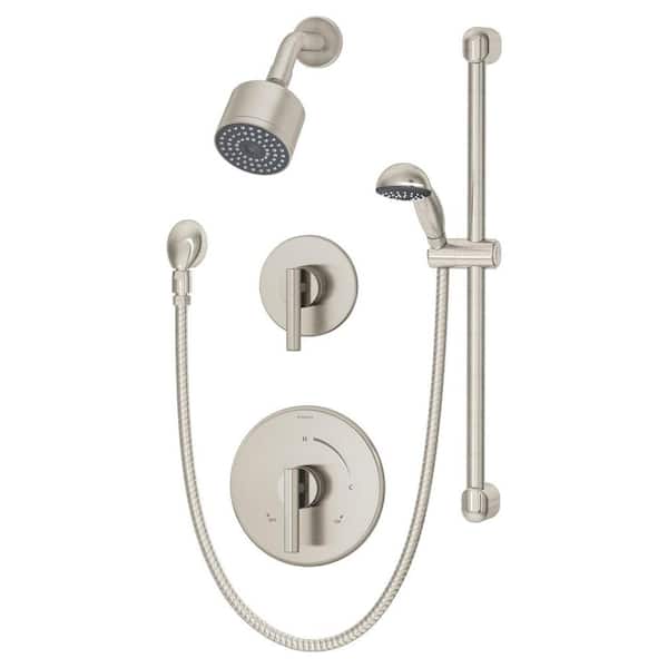 Symmons Dia 1-Spray Hand Shower and Shower Head Combo Kit in Satin Nickel (Valve Included)