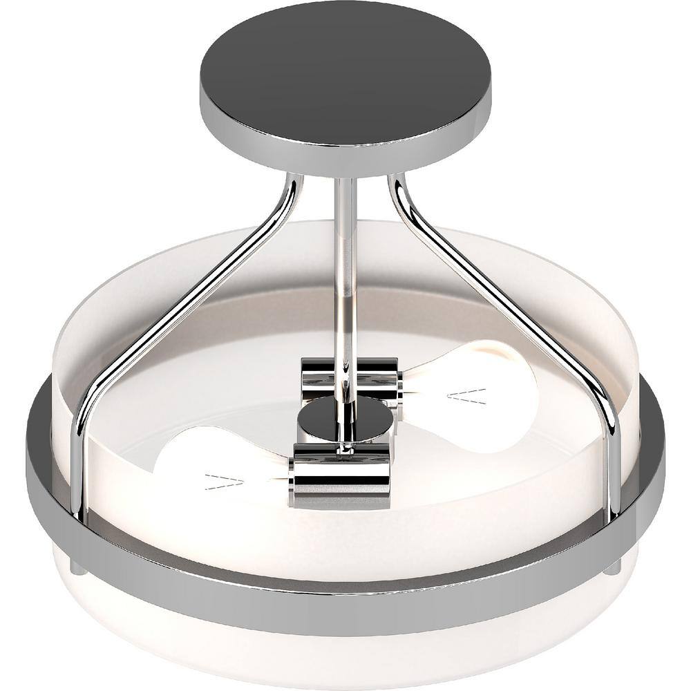 Elegant Chrome Semi-Flush Mount Ceiling Light with Frosted Glass Drum