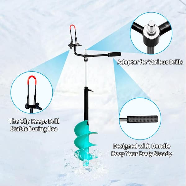 Cisvio Ice Fishing Auger, 3 Adjustable Depths Up to 55 in., Including  2-Pieces Replaceable Blades and Storage Bag Turquoise OVDYS130-Turquoise-6  - The Home Depot