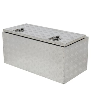 36 in. Silver Aluminum Underbody Truck Tool Box Double RV ATV Trailer Storage Boxes with Locks Keys