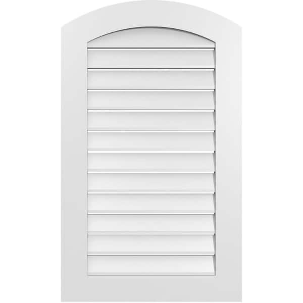 Ekena Millwork 24" x 38" Arch Top Surface Mount PVC Gable Vent: Non-Functional with Standard Frame