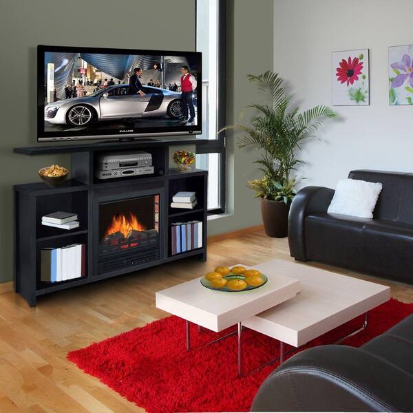Quality Craft 42 in. Media Console Electric Fireplace in Black