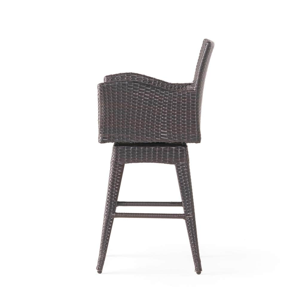 Braxton Multi Brown Wicker Swivel Bar Height Armchair