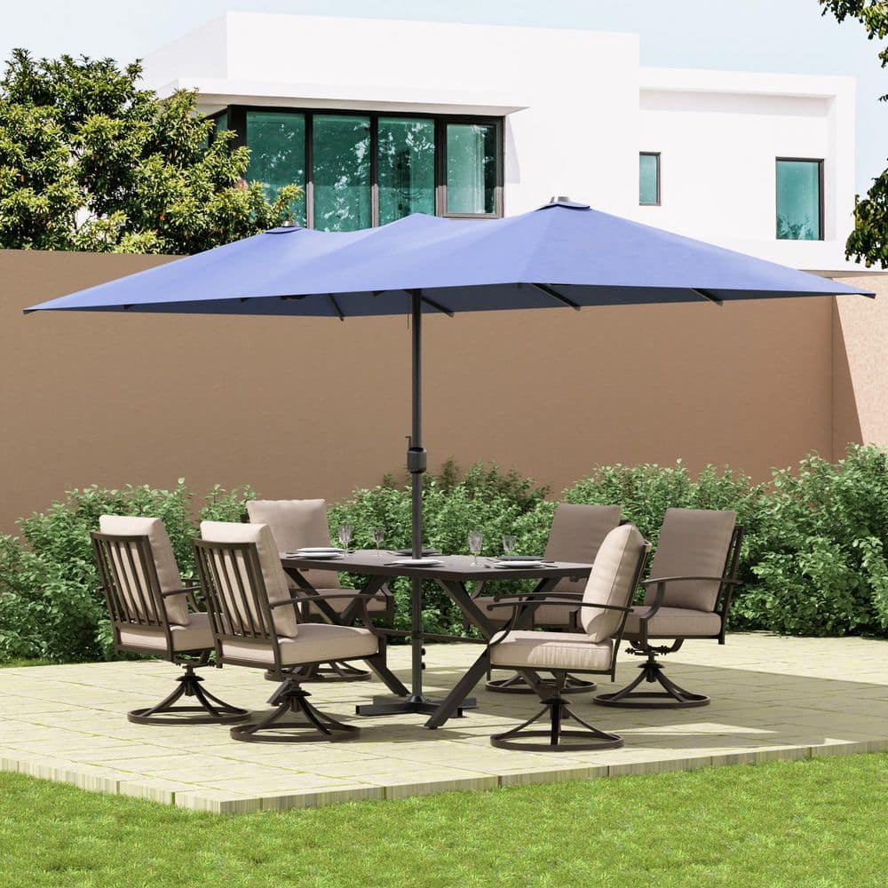 Halmuz 7-Piece Metal Patio Outdoor Dining Set with 6 Swivel Chairs