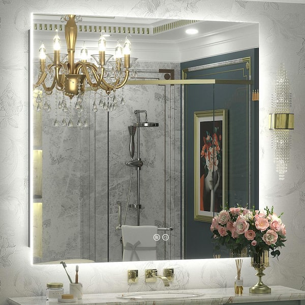 36 in. W x 36 in. H Square Frameless Super Bright Backlited LED Anti-Fog Tempered Glass Wall Bathroom Vanity Mirror