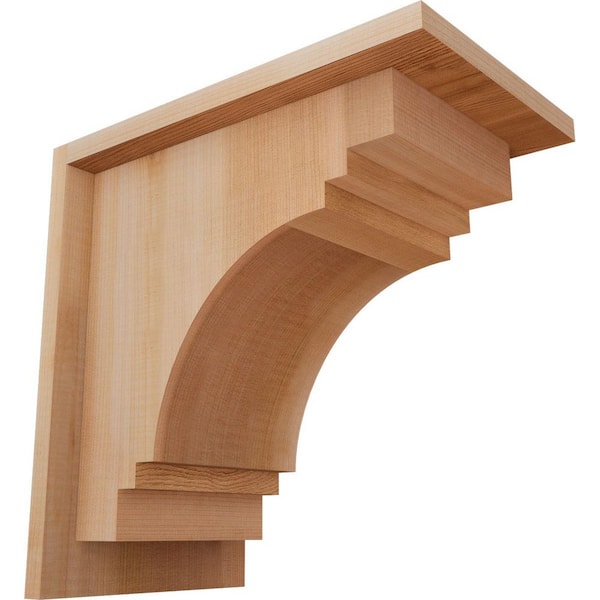 Ekena Millwork 7-1/2 in. x 12 in. x 12 in. Western Red Cedar Pescadero Smooth Corbel with Backplate