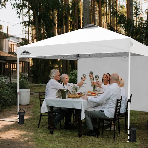 EAGLE PEAK 12 ft. x 12 ft. Pop up Canopy Tent with One Sidewall and 4-Sand Bags